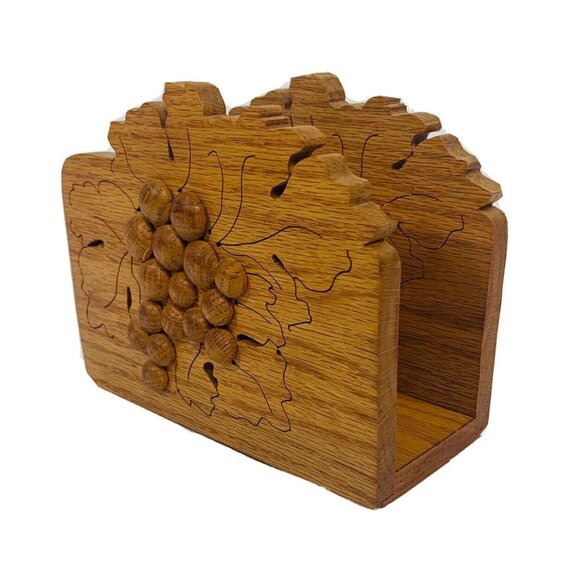 Handmade Wooden Etched Napkin Holder 3D Berries Kitchen Decor Farmhouse Country - Picture 1 of 9